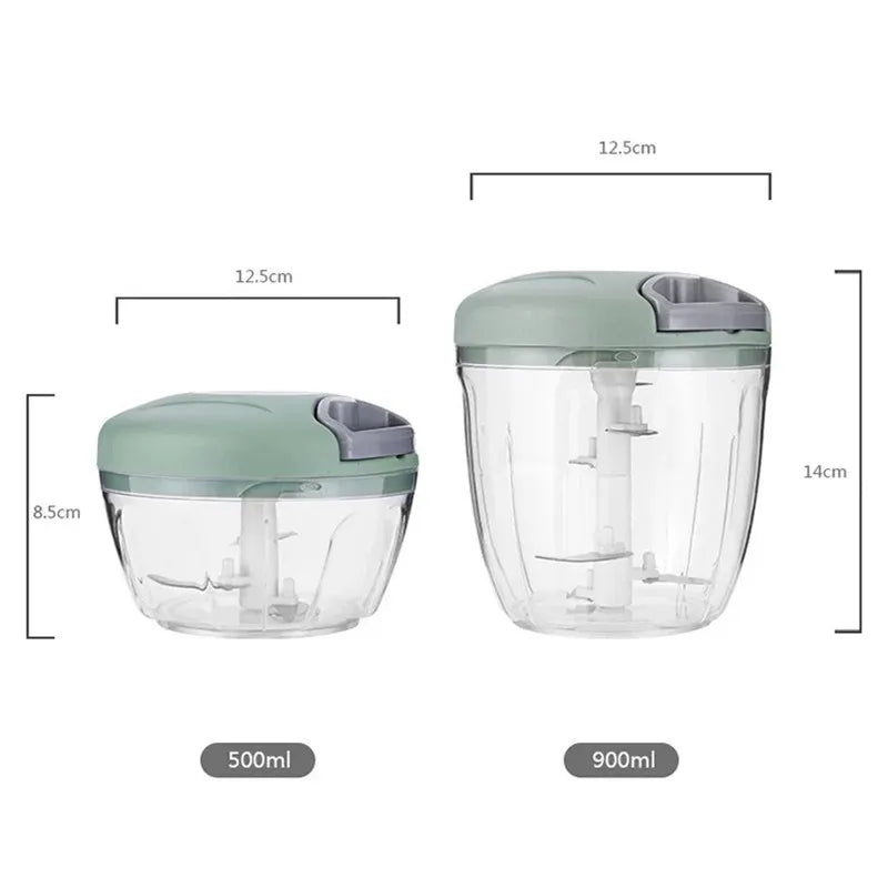 500/900ML Manual Meat & Garlic Chopper – Hand Crank Mincer & Vegetable Cutter