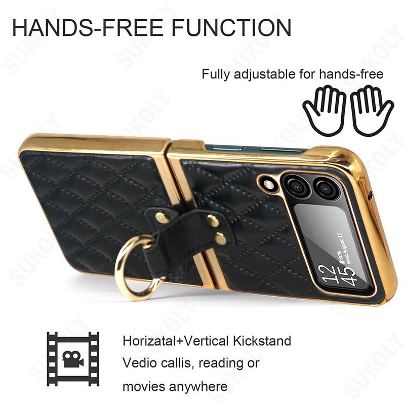 Leather Case with Finger Ring For Samsung Galaxy Z Flip – Phonixstore